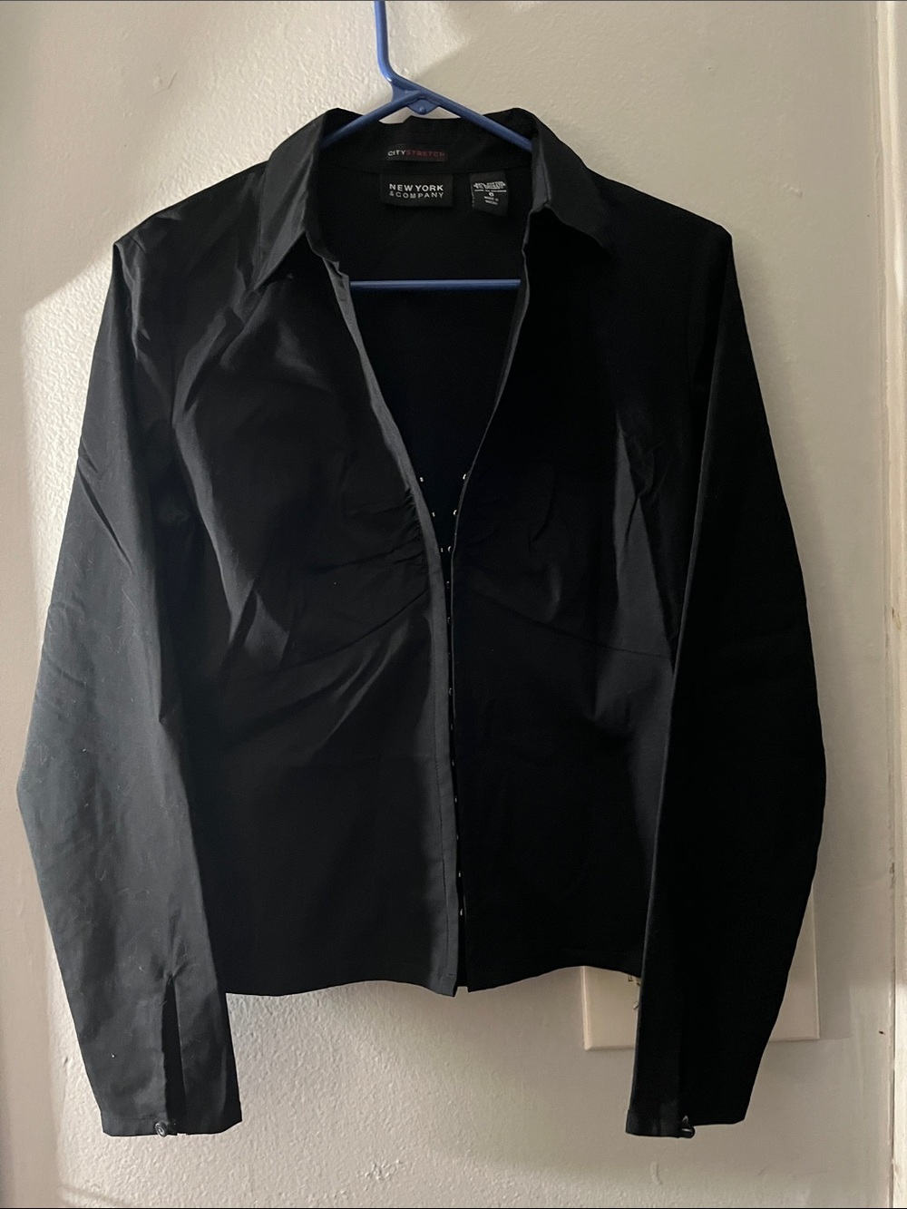 New York & Company Black Button-Front  Shirt